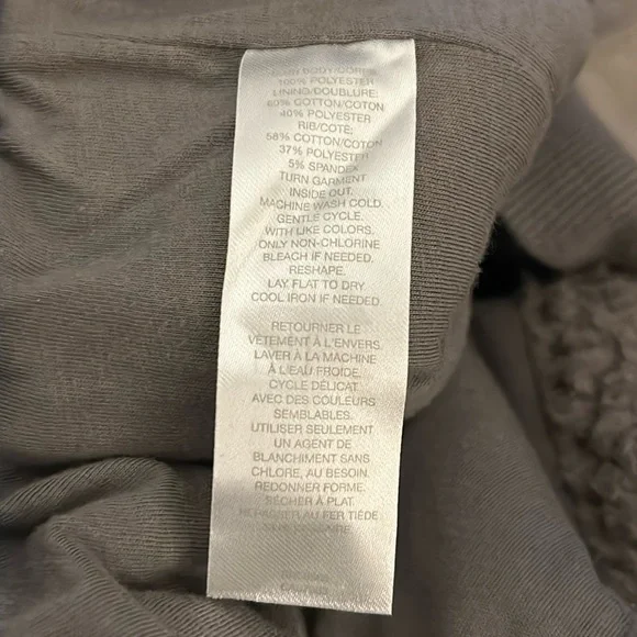 Z by Zella Bomber Fleece Hooded Sherpa Gray Jacket Size Medium - Picture 6 of 13